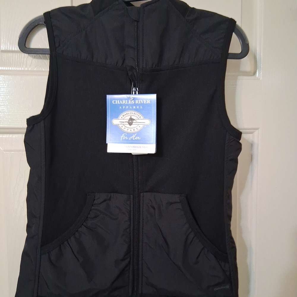 CHARLES RIVER APPAREL For Her SZ XS Black Full Zip Vest NWT
